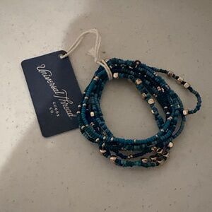 Universal Thread Teal and Gold Beaded Bracelet